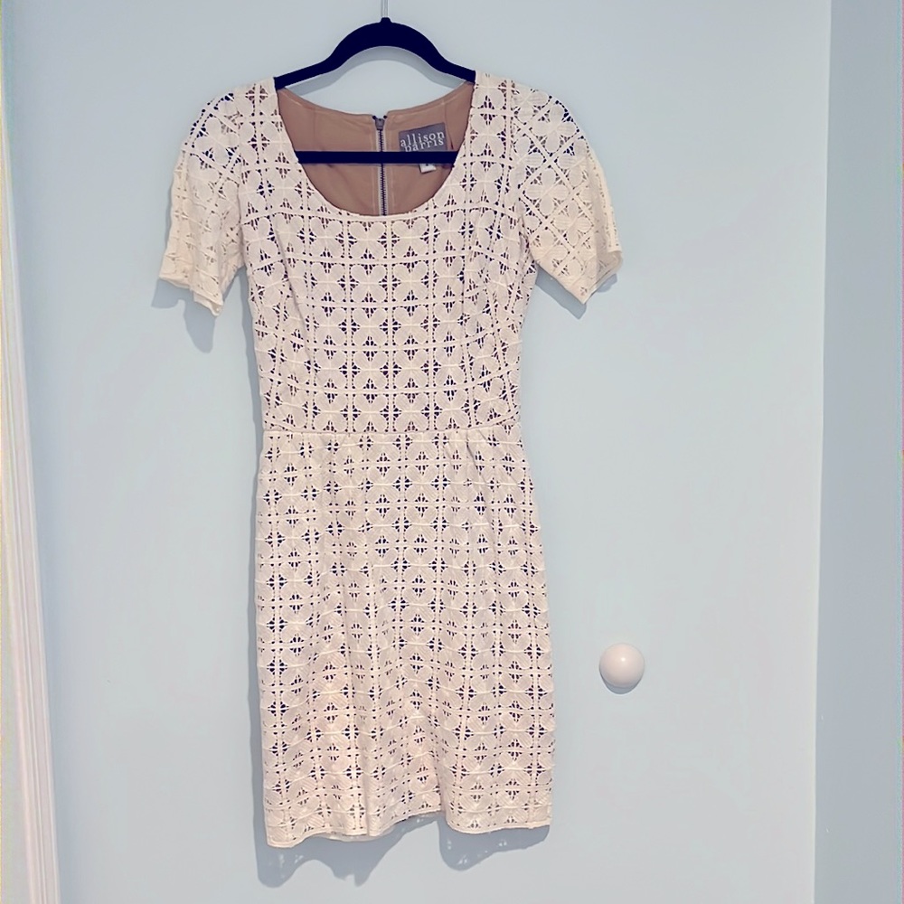 Allison Parris White Eyelet Short Sleeve Dress Size 2
